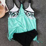 Augustus - Tankini de uma só cor com padrão de leopardo