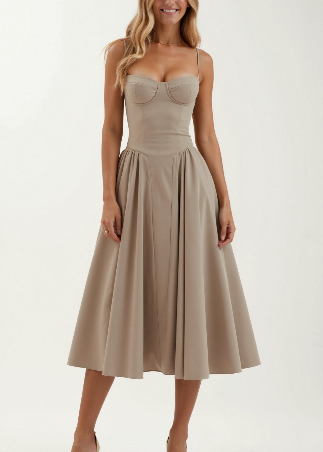 Odete - Vestido midi corpete estruturado