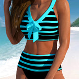 Laluna® | Bikini Listrado de Cintura Alta