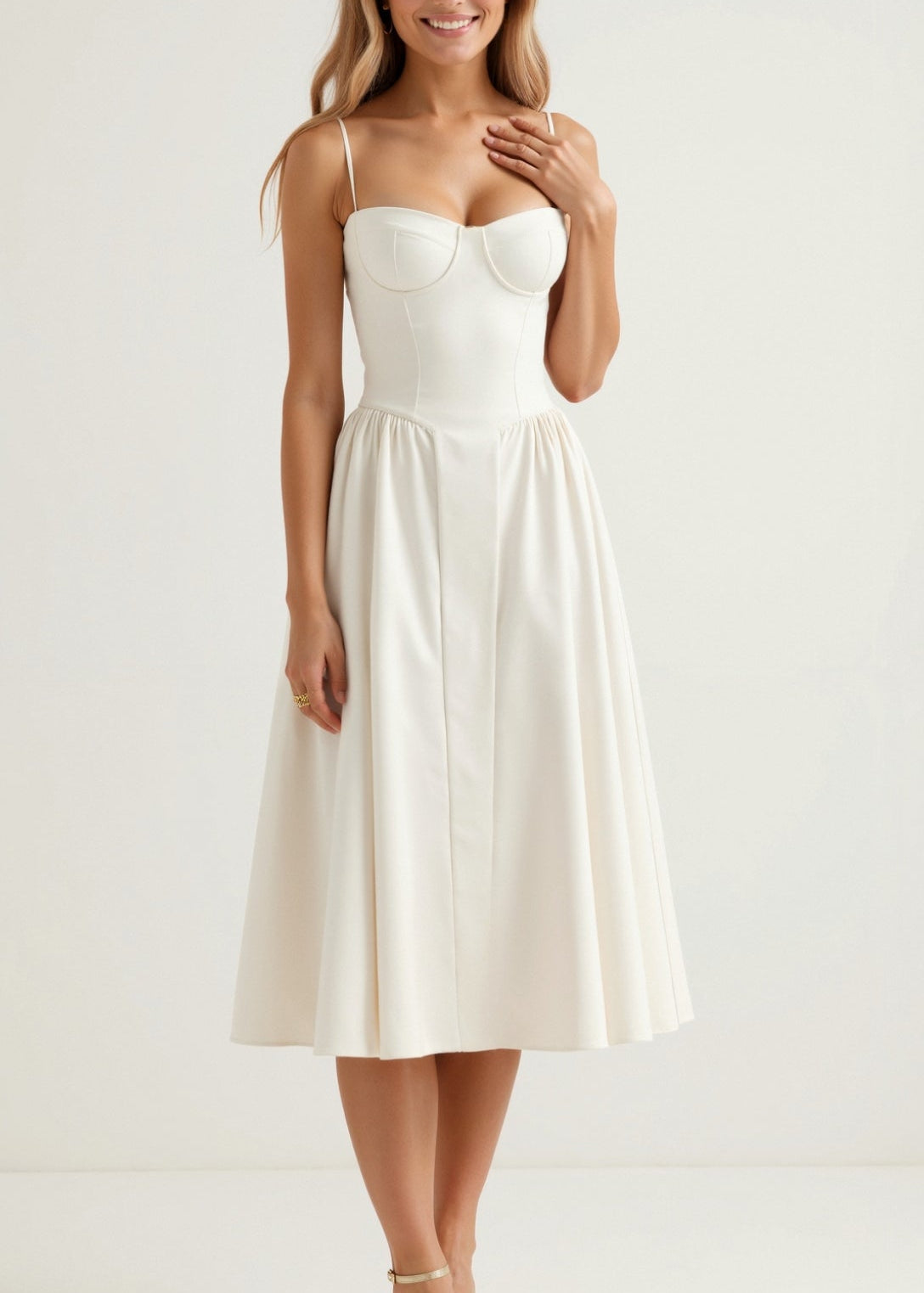 Odete - Vestido midi corpete estruturado