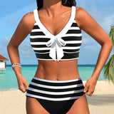 Laluna® | Bikini Listrado de Cintura Alta