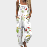 Jardineira – branca com estampa de flores silvestres