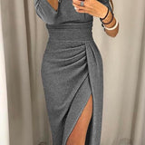 Natália - Vestido chique com ombros descobertos