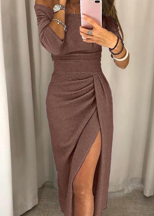 Natália - Vestido chique com ombros descobertos