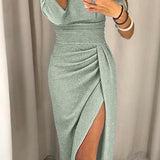 Natália - Vestido chique com ombros descobertos