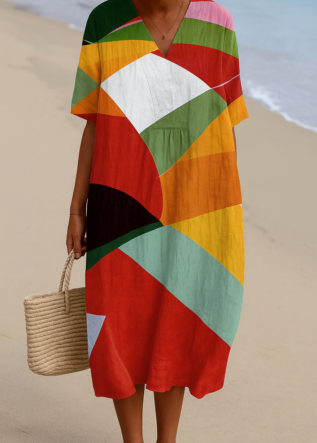 Daniela - Vestido Colorido em Patchwork