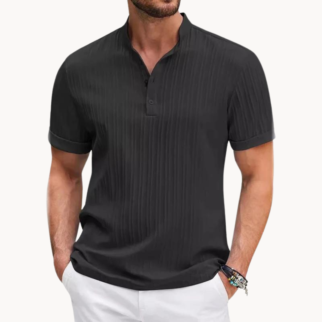 Camisa Henley - Placket Curto com Botões