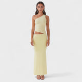Seranella - Vestido maxi assimétrico