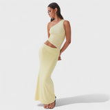 Seranella - Vestido maxi assimétrico
