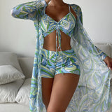 Laluna® | Conjunto de Bikini de 3 peças com Estampa